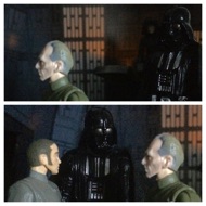 INTERIOR: DEATH STAR CONTROL ROOM. Tarkin is conversing with Motti about Leia as the Dark Lord of the Sith paces back and forth. VADER: "Her resistance to the mind probe is considerable. It will be some time before we can extract any information from her." starwars #anhwt #toyshelf